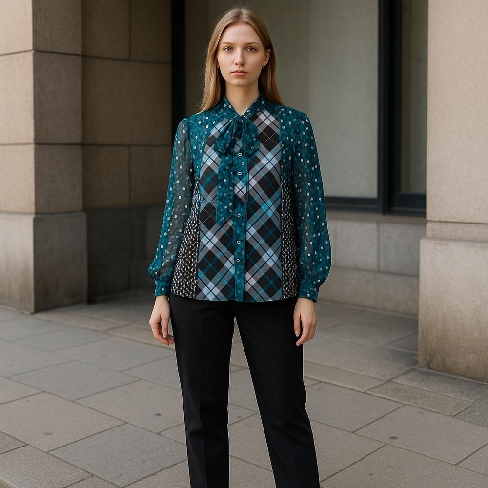 ❄️ Cato | Sheer Mixed Print Top Deep River Various Sizes Available
